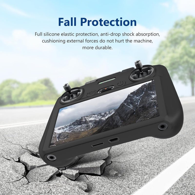 Reflex Camera Silicone Protective Cover Compatible with DJI RC 2 Remote – Shockproof Non-Slip Lightweight Case for Mavic Air 3 Controller – Custom-Fit Grip Sleeve for Outdoor Drone Flying - Black - Image 4